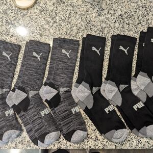 Puma Athletic Black and Gray Crew Socks